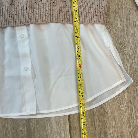 Brochu Walker Wool Cashmere Layered Sweater Blouse Womens M Beige - Picture 5 of 6